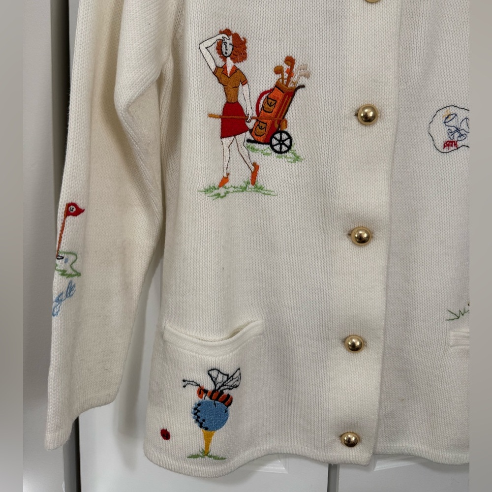 Vintage Golf Motif Button Up Cardigan by Andreno Angenti (Size XL) - Picture 3 of 8